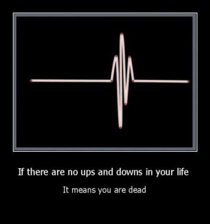 If there are no ups and downs in your life it means your dead